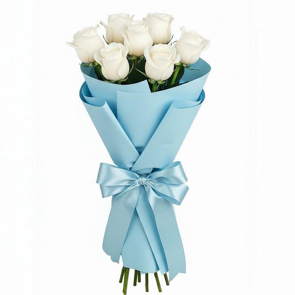 Букет 7 белых роз Проуд в Махмуде-Мектебе