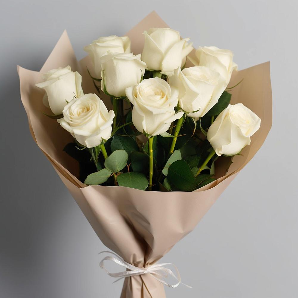 Букет 9 Белых роз Эдлесс Лав в Махмуде-Мектебе