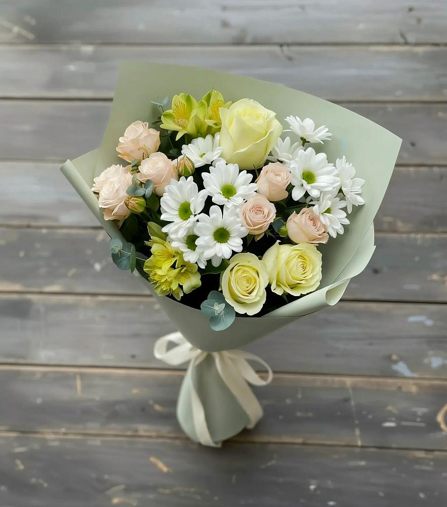 Букет цветов из: Альстромерии, Розы и Хризантемы в Махмуде-Мектебе
