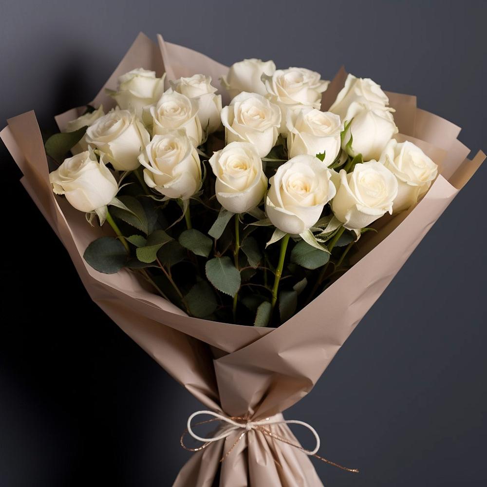 Букет 17 Белых роз в Махмуде-Мектебе