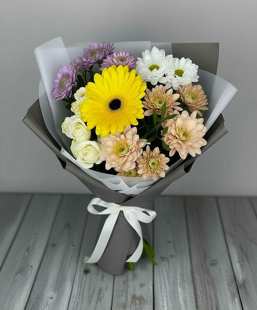 Букет цветов из: Розы, Герберы и Хризантемы в Махмуде-Мектебе