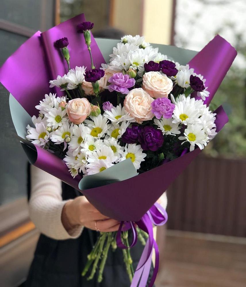 Букет цветов из: Хризантемы, Гвоздики и Розы в Махмуде-Мектебе