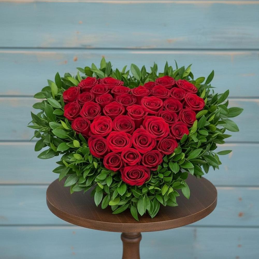 Цветочная композиция из Розы в виде сердца в Махмуде-Мектебе