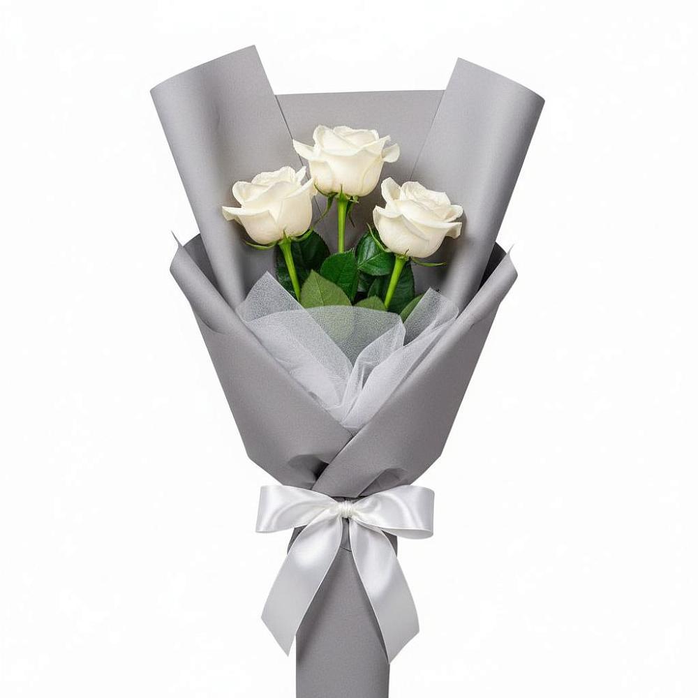 Букет 3 белые розы в Махмуде-Мектебе