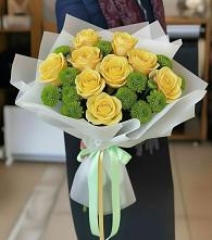 Букет цветов из:  Хризантемы и Розы в Махмуде-Мектебе