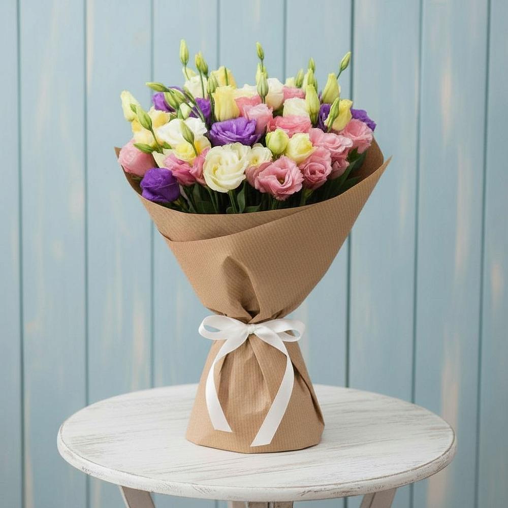 Букет цветов из: Лизиантусы в Махмуде-Мектебе