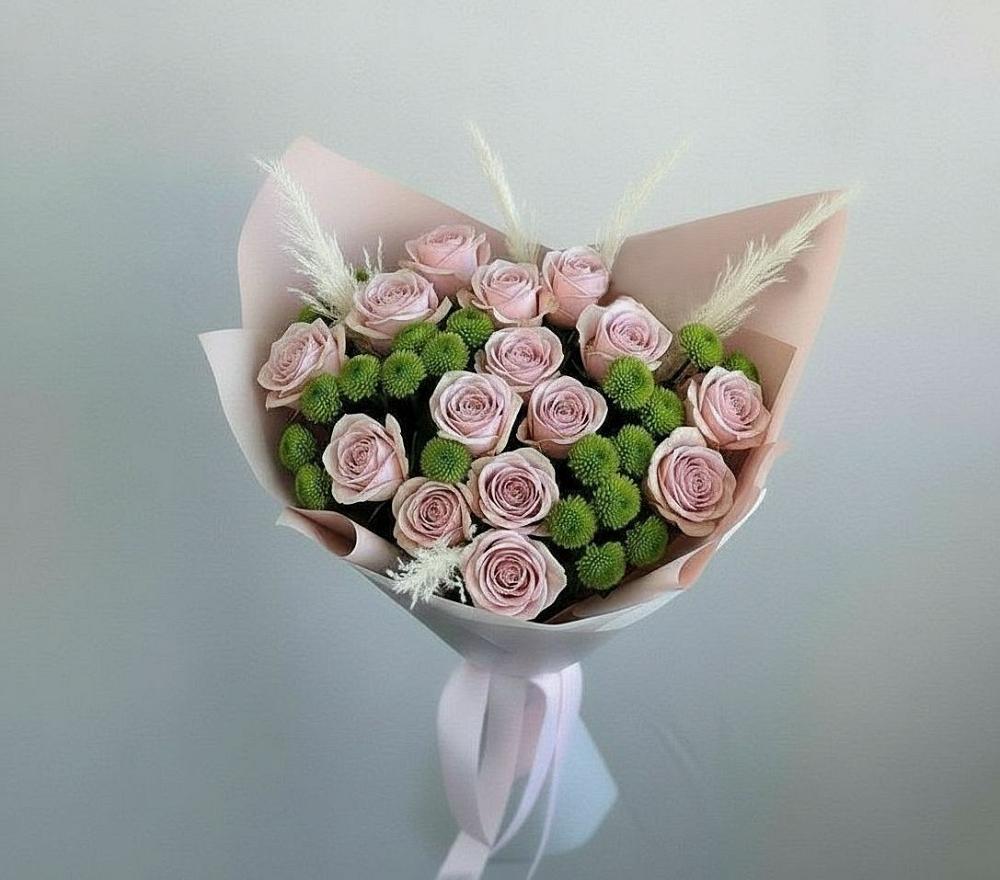 Букет цветов из: Розы и Хризантемы в Махмуде-Мектебе