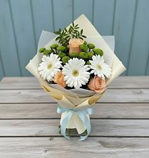 Букет цветов из:  Герберы, Розы и Хризантемы в Махмуде-Мектебе