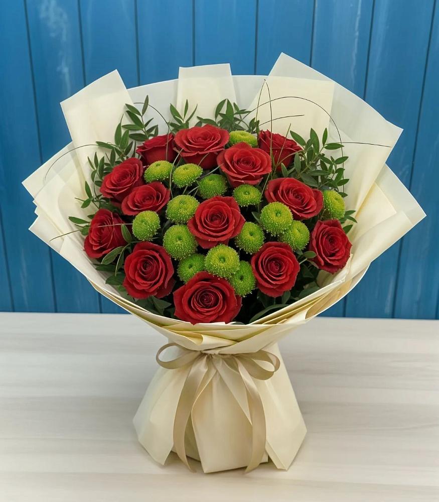 Букет цветов из: Розы и Хризантемы в Махмуде-Мектебе